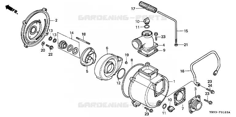 CARTER / ROUE MOBILE Honda jardin POMPES A EAU  WD WD30X  WD30X-GX140